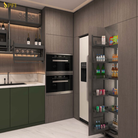 Glass High Pull Kitchen Organizer 6/5/4/2 Layer Pantry Storage Modern Design Tall Unit Kitchen Hardware