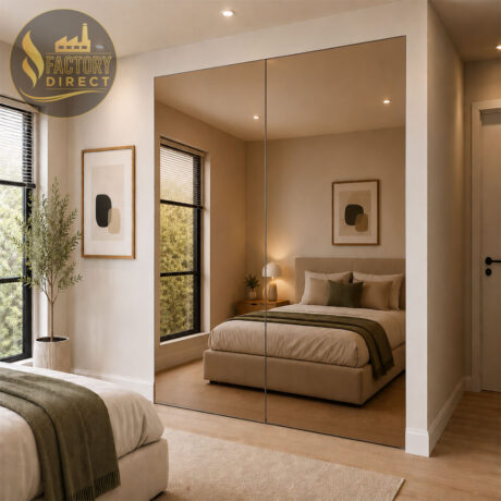 Double-Sliding-door-frameless-bronze-mirror-panel