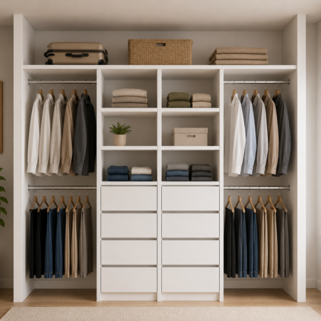 Factory direct white wardrobe storage cabinet for Melbourne bedroom renovation